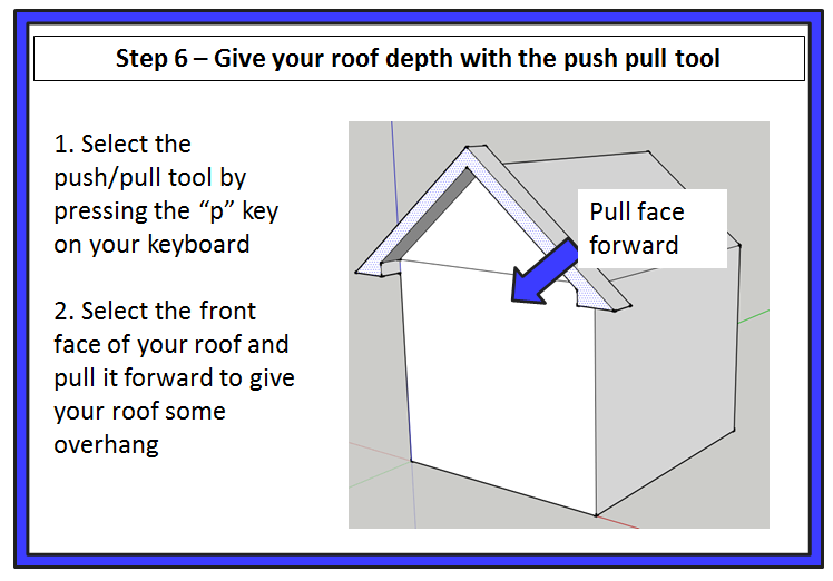 Using the SketchUp Push/Pull tool to create a roof