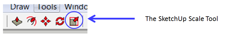 SketchUp Scale Tool Location