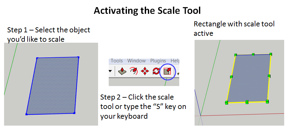 Activating the SketchUp Scale Tool
