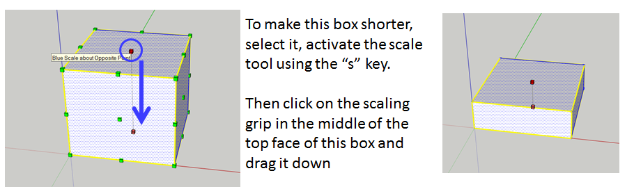 Making a Box Shorter with the scale tool