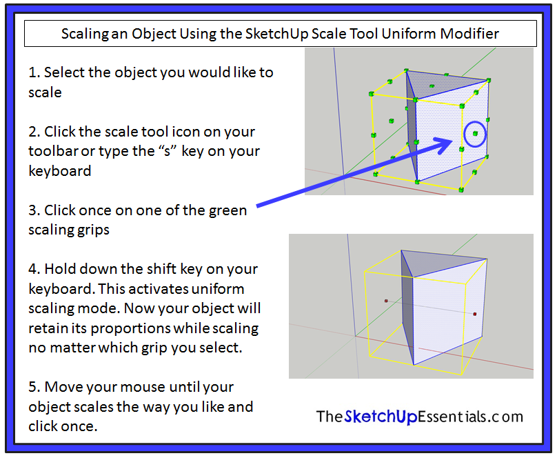 Scaling a 3D Object Uniformly in SketchUp