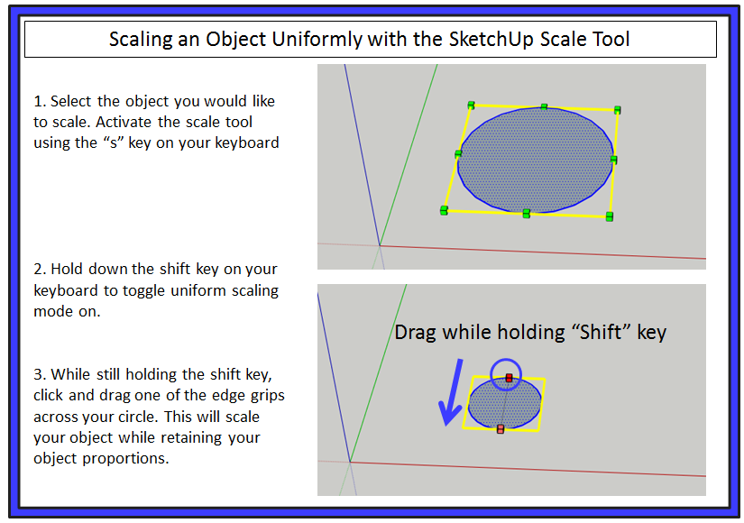 Scaling proportionally with the SketchUp Scale Tool