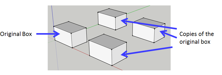 Copies of Box in SketchUp