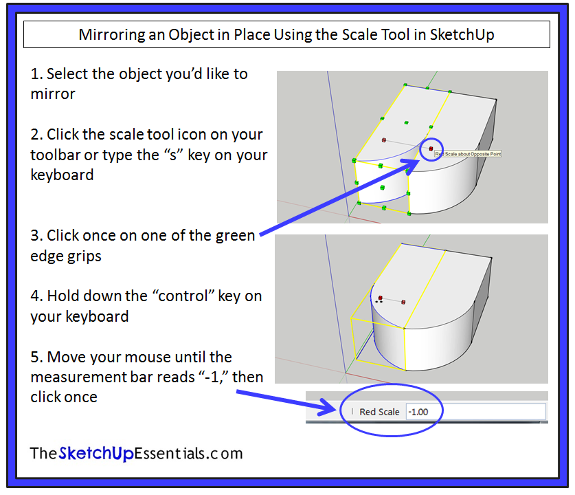Mirroring an object in place with SketchUp