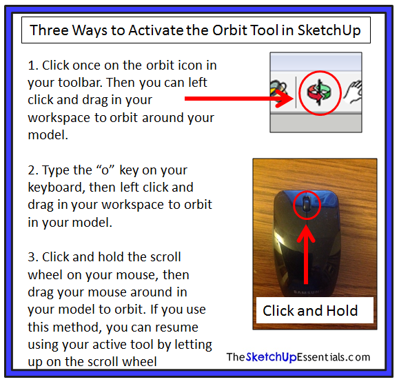 3 Ways to Activate the SketchUp Orbit Tool