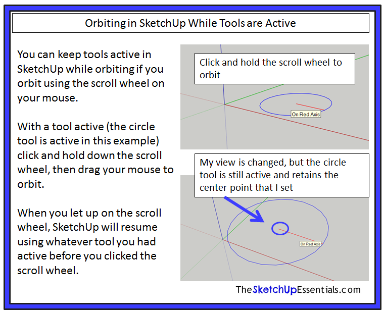 Resuming Tool Usage After Orbiting in SketchUp