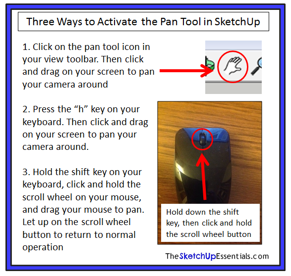 Three Ways to Activate the SketchUp Pan Tool