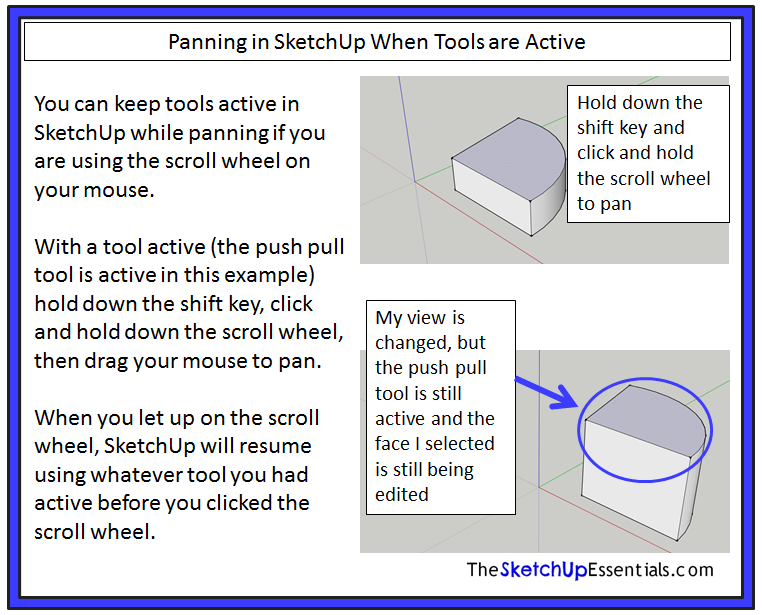Resuming Tool Usage after Panning in SketchUp