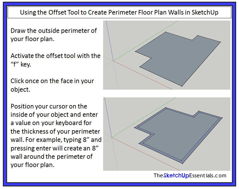 SketchUp Perimeter Wall Offset Tool Tutorial