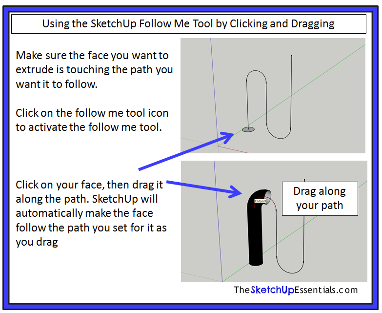 Extruding a Pipe Along a Path with the SketchUp Follow Me Tool