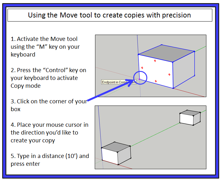 Creating copies with the move and rotate tools the sketchup essentials