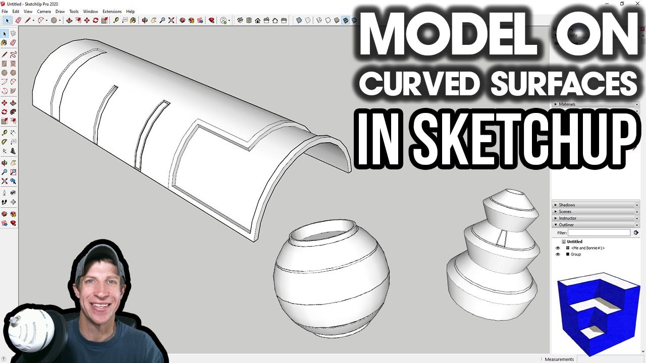 Modeling on CURVED SURFACES in SketchUp with Tools on Surface and Joint