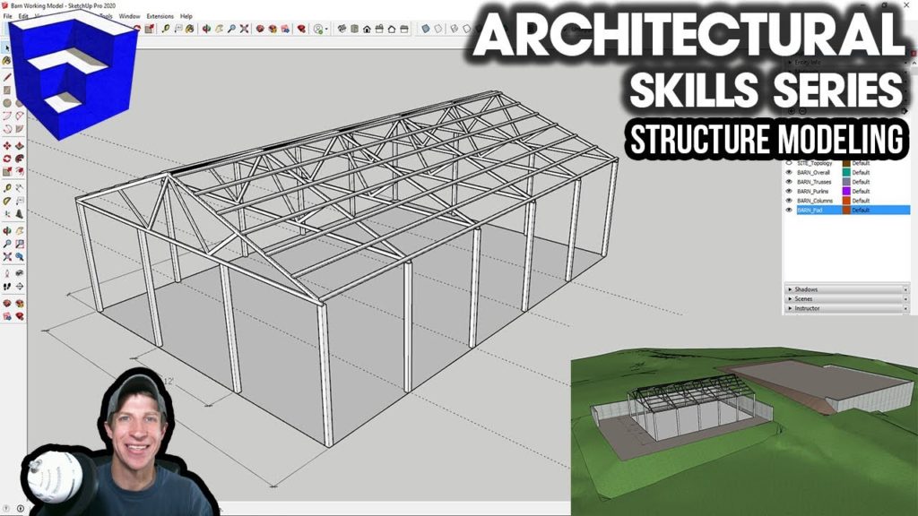 SketchUp Skills for Architecture – STRUCTURE MODELING – Barn Structure ...